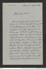 Nachlass Franz Steindachner, Brief von Gustav Schneider (senior) an Franz Steindachner (02.04.1881), Inv.Nr. 461.25, Seite 1